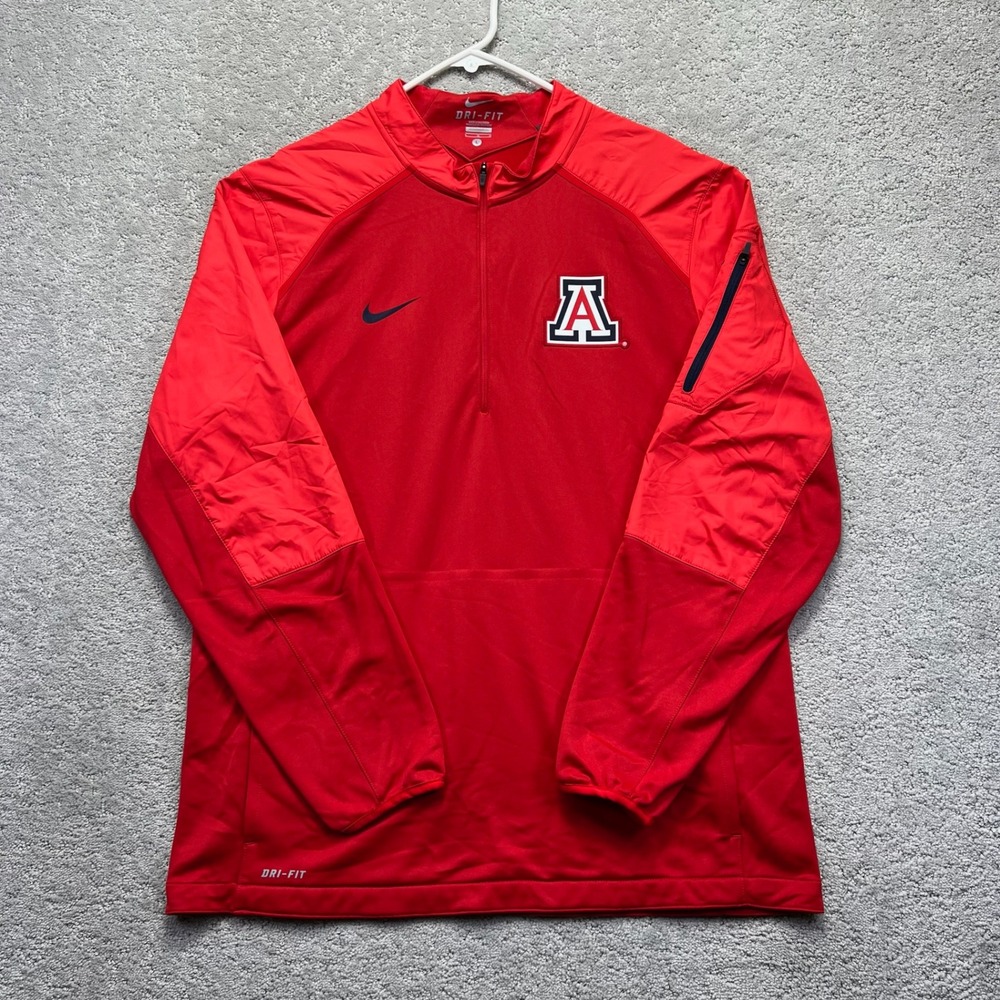 Nike Pullover Mens Large Red Arizona Wildcats Dri-Fit Quarter Zip Collegiate